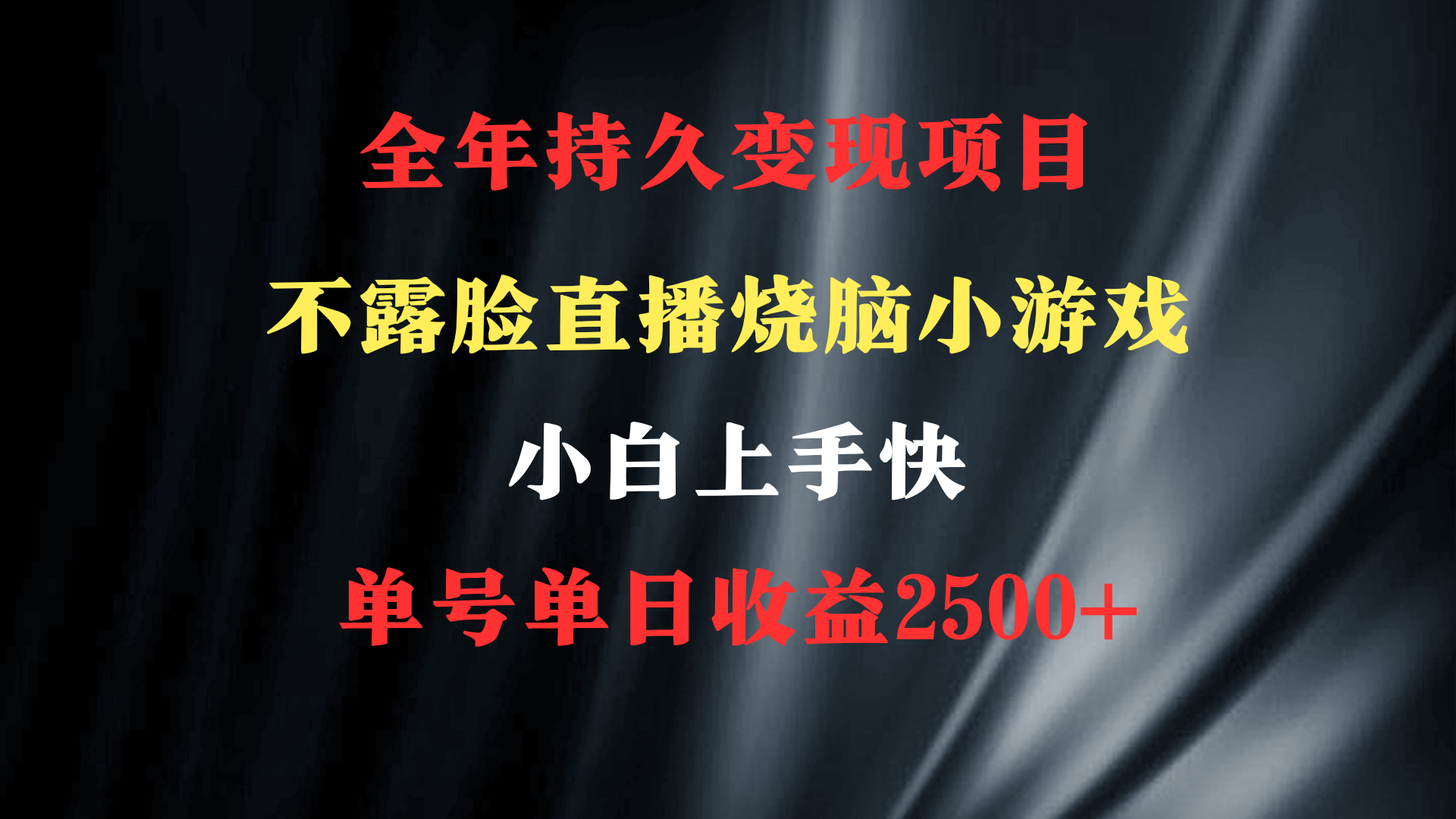 2024年 最优项目,烧脑小游戏不露脸直播 小白上手快 无门槛 一天收益2500+